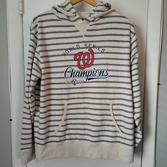 Washington Nationals 2019 World Series Striped Hoodie Medium - Picture 1 of 7